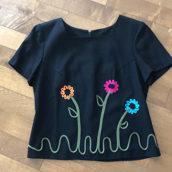 Vintage VIRGO 11 floral embroidered matching top & pants size 6 p - Picture 2 of 12